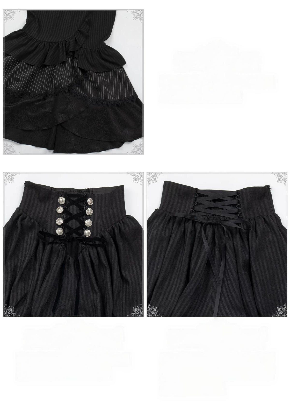 Night Crow - Elegant Gothic Lolita Blouse or Skirt Set, Irregular Hem