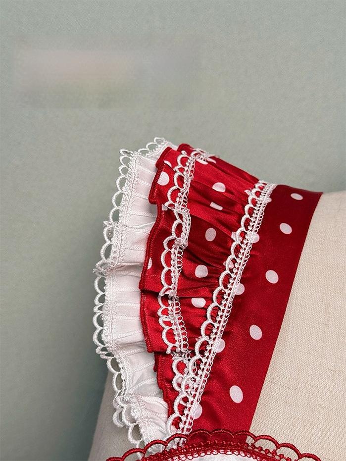 Shuang Sheng Xiao Xiong - Bite The Cake - Sweet Lolita Dress, Red & White Polka Dots