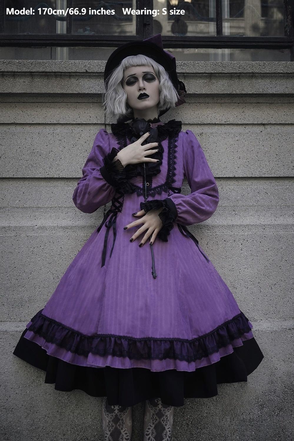 Miss Point - Perintz Manor - Gothic Lolita OP Long Sleeve Retro Lolita Dress 39904:643124