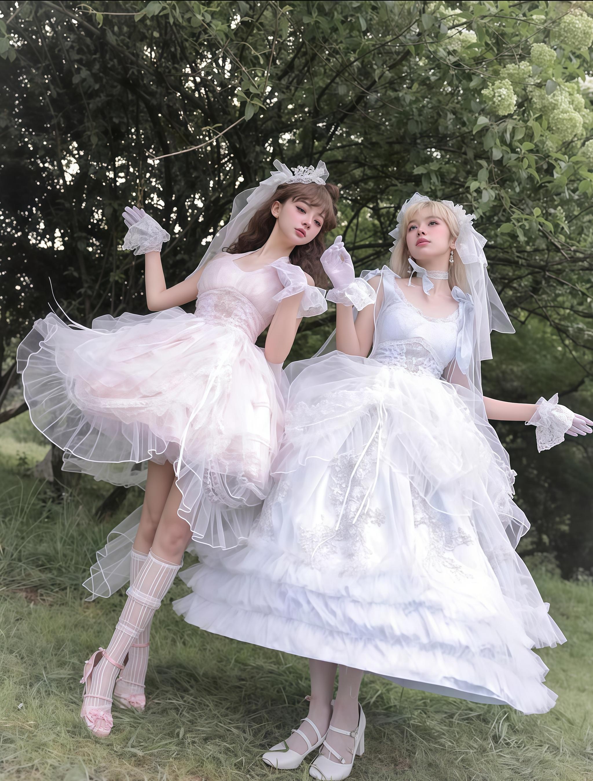 Daydream Whisper - Endless Summer - Bridal Wedding Lolita JSK Open-Back Dress 43043:776253