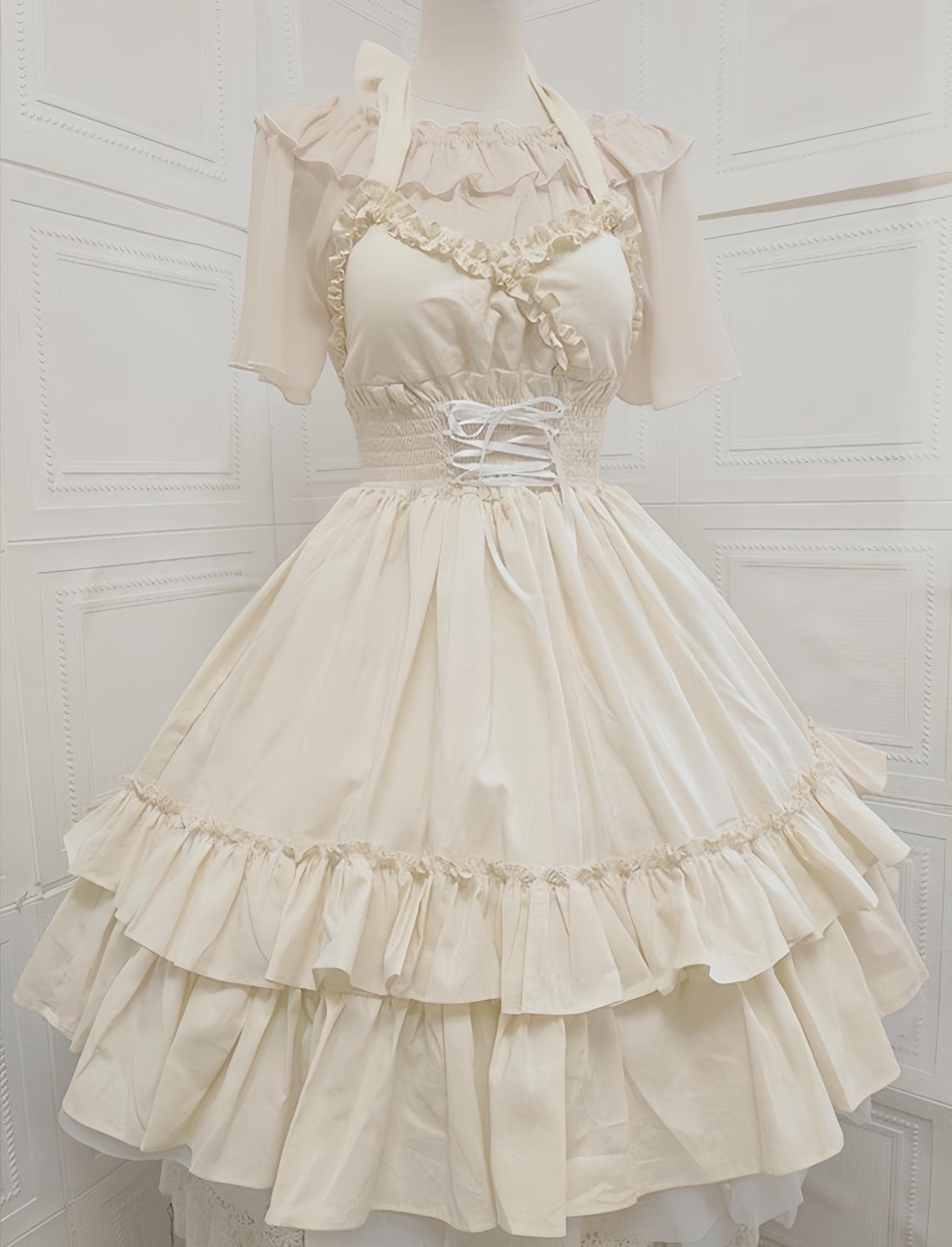 Classic Lolita Halter Neck JSK Dress, Double Layered Skirt 44663:818185