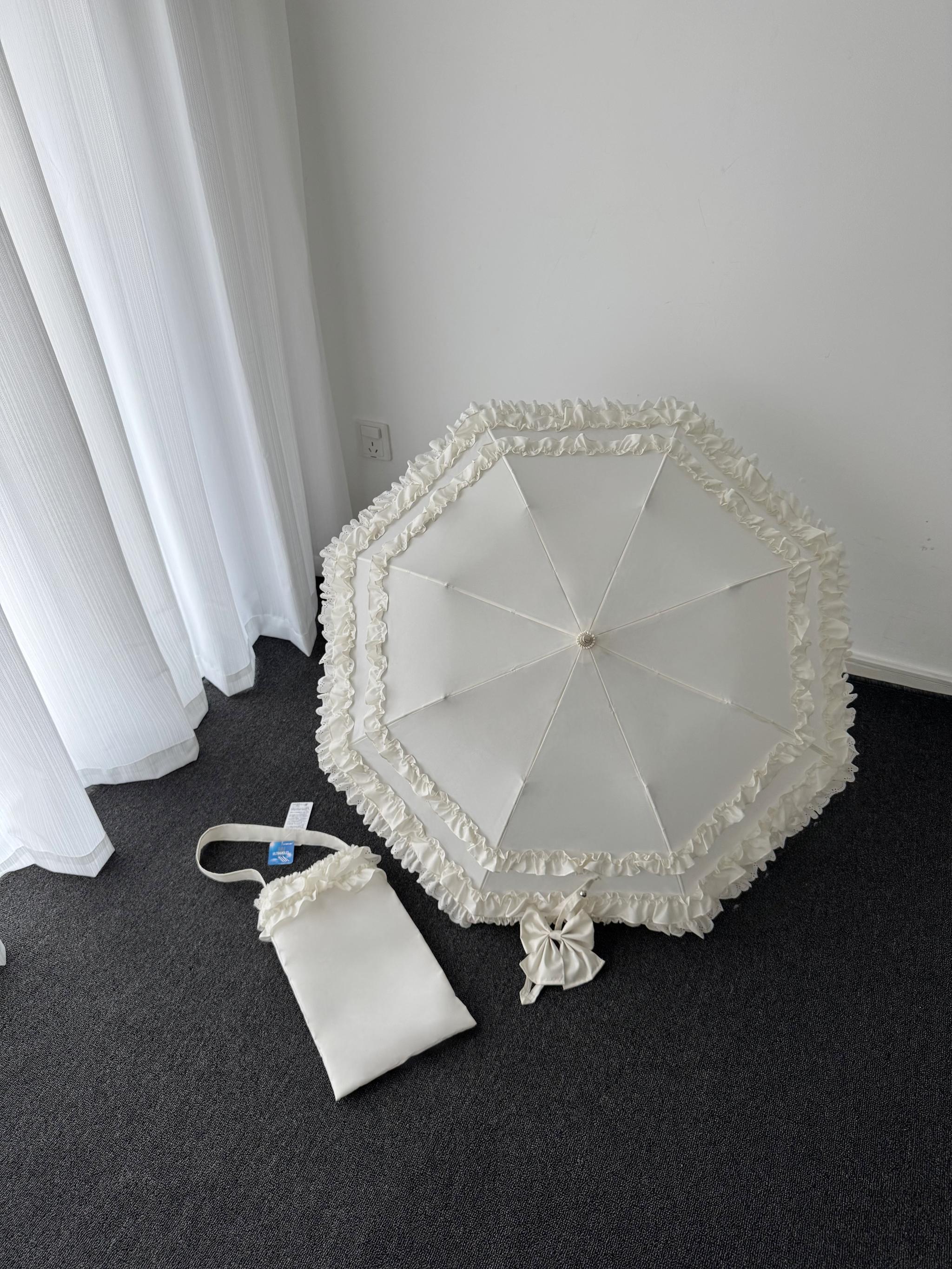 Classic Lolita Foldable Sunscreen Parasol with Ruffles