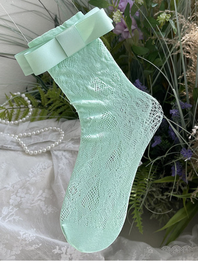 WAGUIR~Sweet Lolita Ballet  Kownot Lace Socks free size mint green 