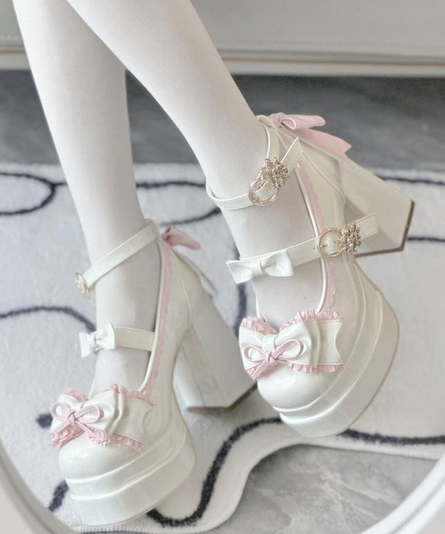 Dreamy Butterfly - Sweet Lolita Round Toe Heel Shoes, Bows & Ruffles 45139:836002