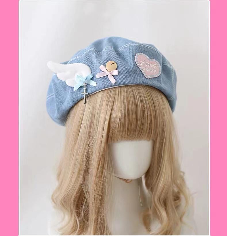 ✝️boro clothing ScrapQuilt Beret✝️ Strawberry beret (Cotton) - Marshmellow