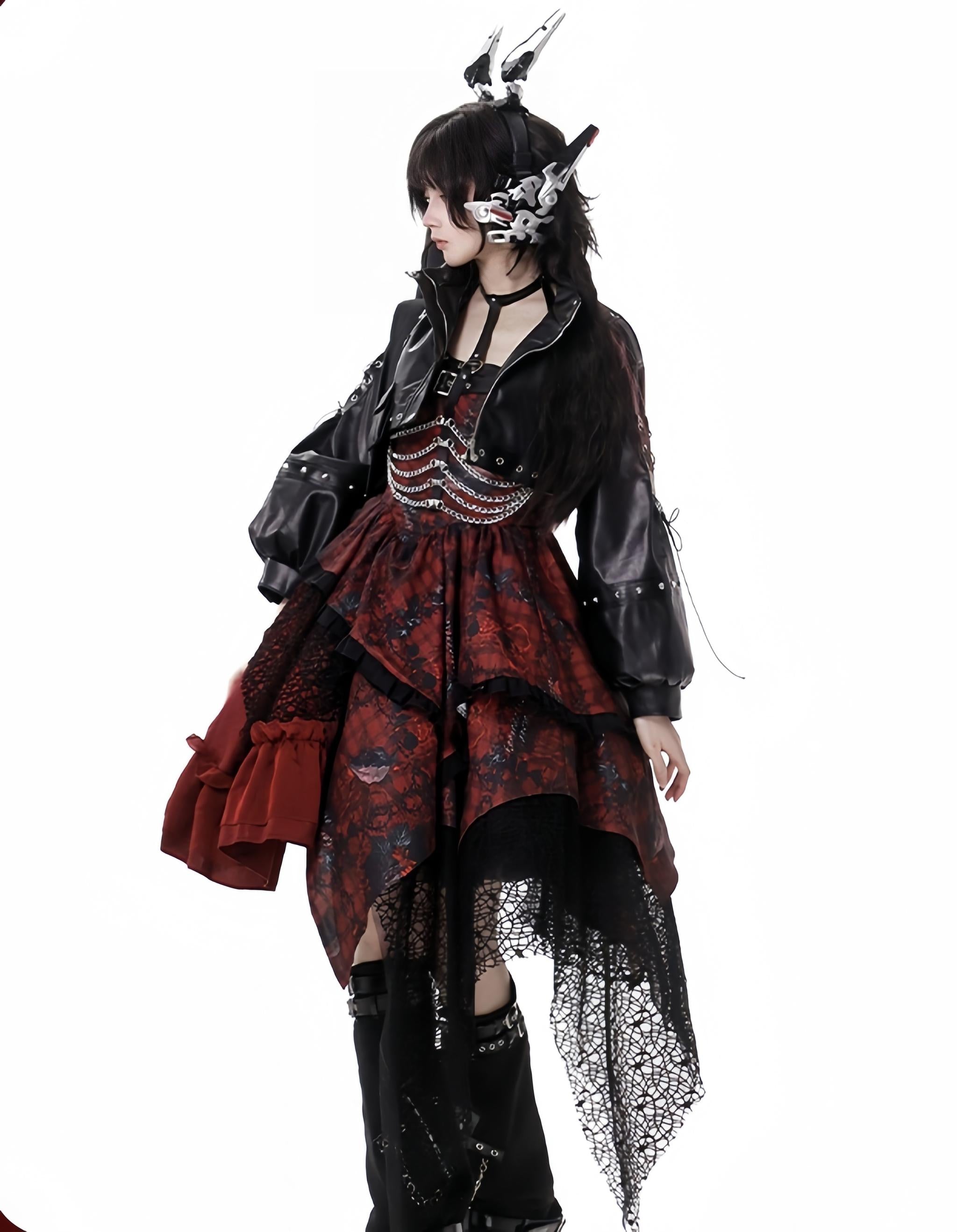 Bleeding Strawberry - Gothic Lolita JSK Dress With Jacket/Rib Chain Accessory