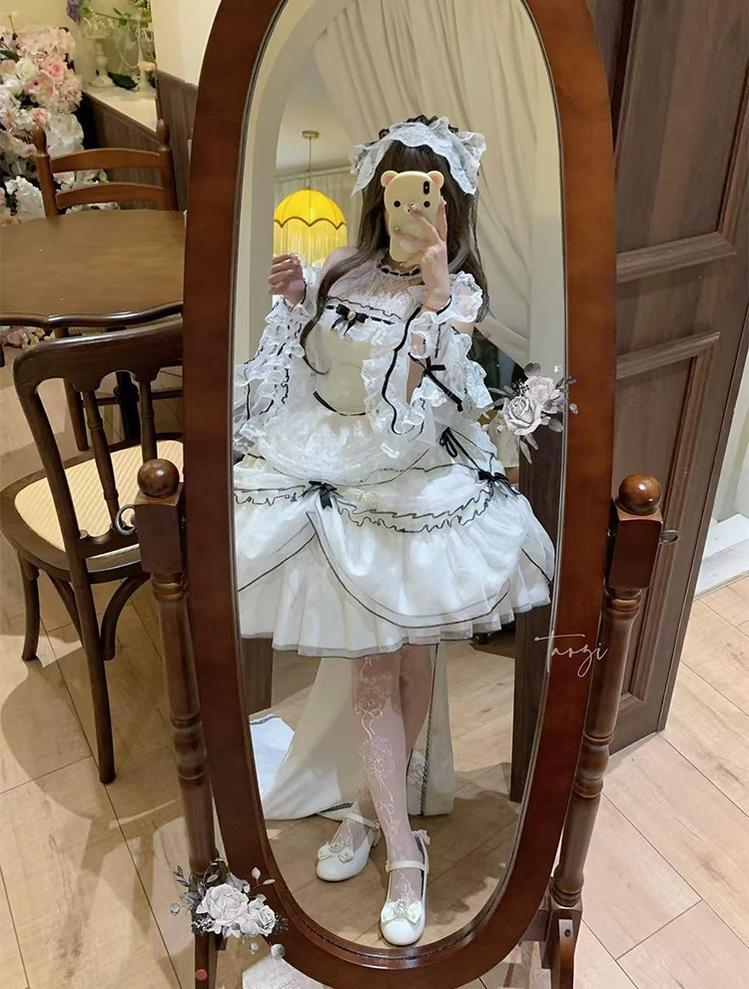 Daydream Whisper - Layered Poem - Wedding Sweet Plus Size Lolita JSK Dress Set 44159:797646