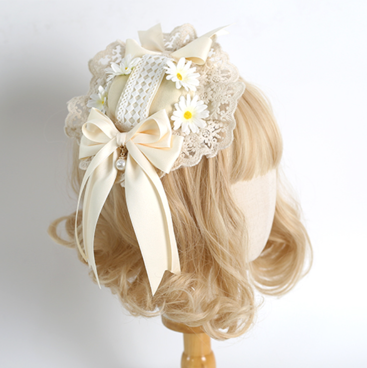 Xiaogui~Sweet Lolita Ivory Lace bow Hair Accessories 13852:216142