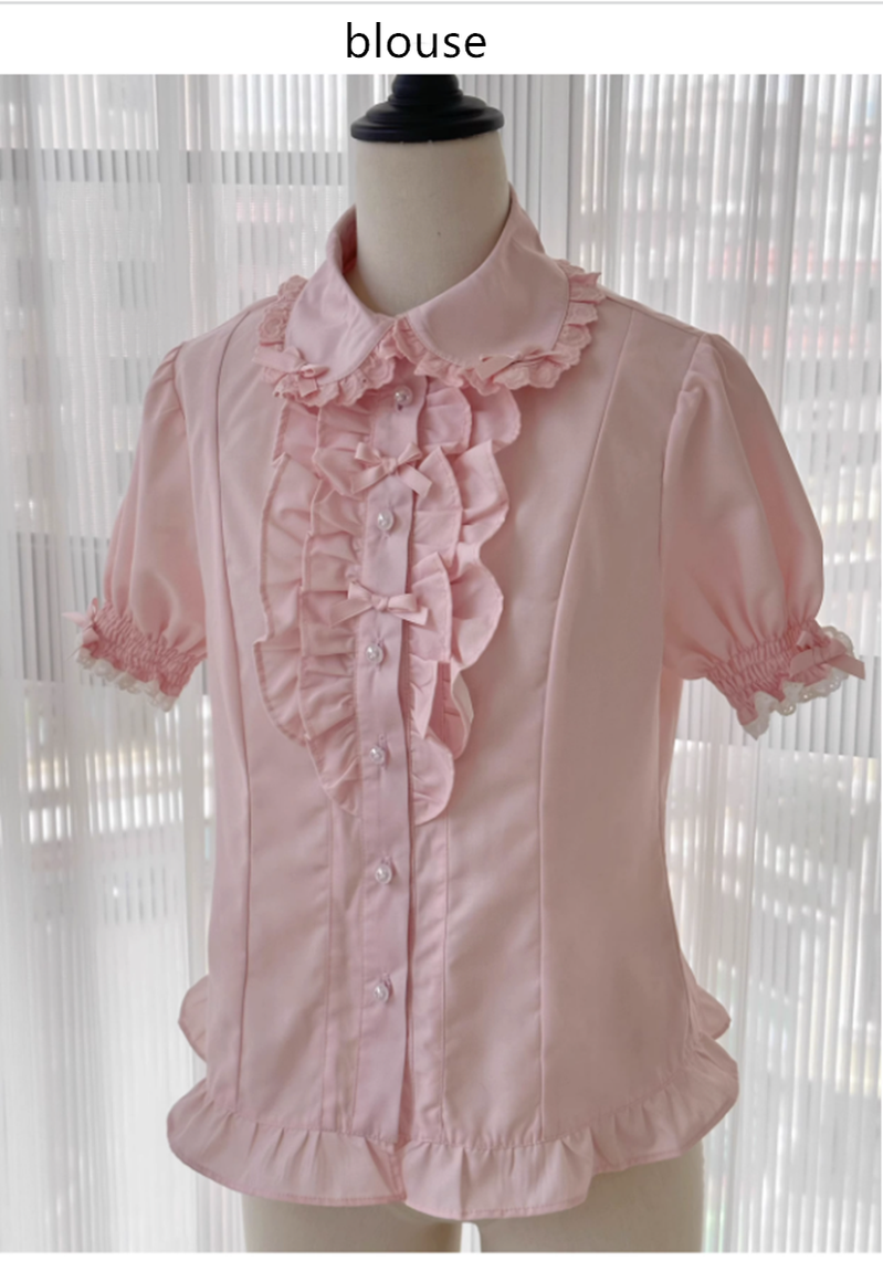 Eternity Spring~Barbie Bear~Sweet Lolita Bear Print JSK and OP S short sleeve blouse only (2XL L M S XL) 21222:301010