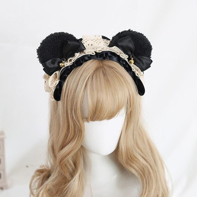 Xiaogui - Sweet Lolita KC With Bear Ear and Removable Bell Black Bear Ears (Black Bow)