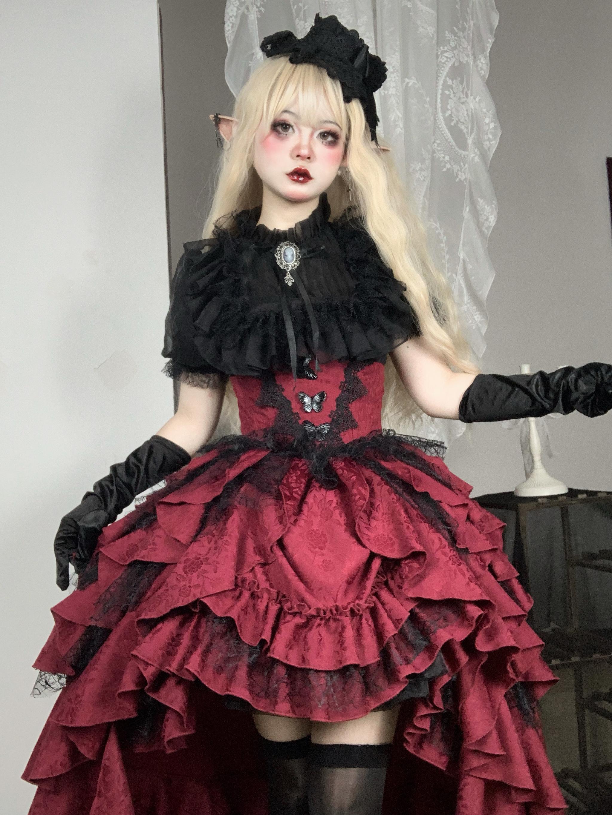 Mistshroud Manor - Gothic Lolita Blouse & Boned Waist SK, Drawstring Lift-up Hem 45909:867728