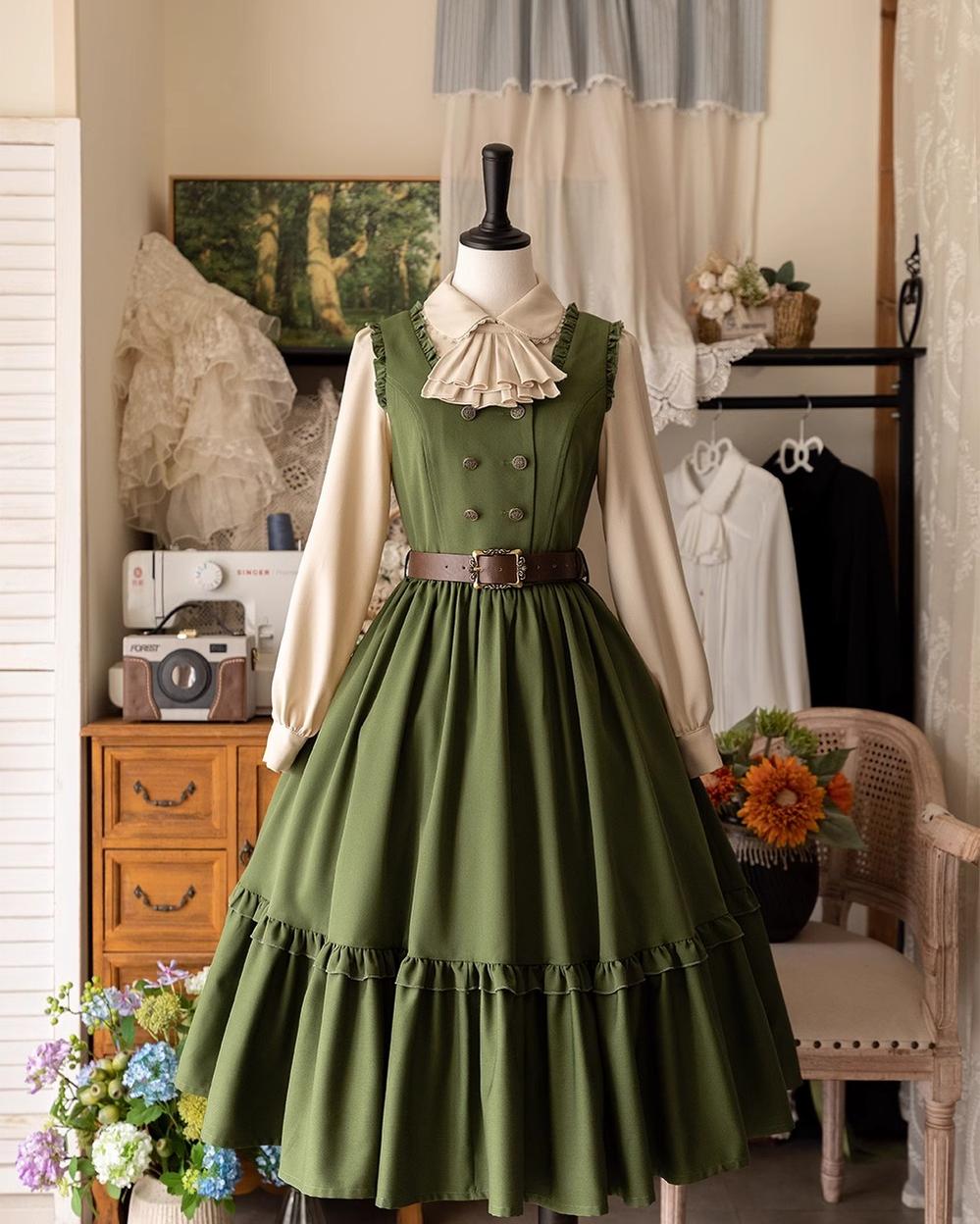 Forest Wardrobe - Little Manor - Classical Lolita JSK Dress & Long Sleeve Blouse 35970:512918