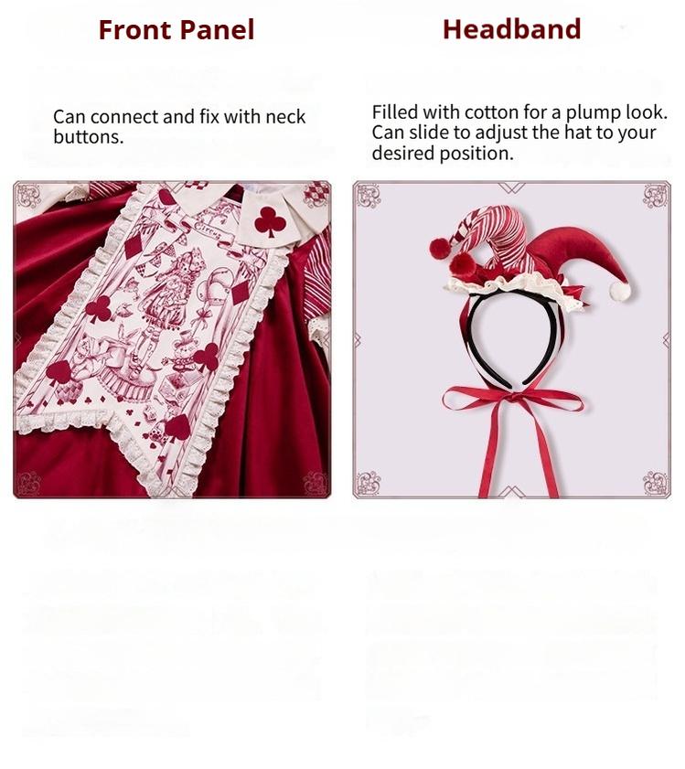 Puppet Mask - Clown Inspired Gothic Lolita OP Dress, Loose Fit 44409:807303