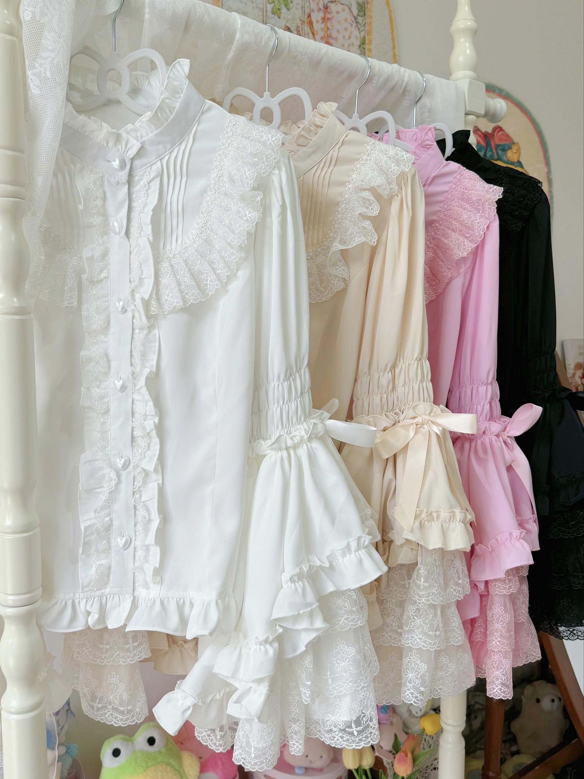 Twilight Zone - Gorgeous Sweet Lace Lolita Shirt, Hime Sleeve 44049:793746