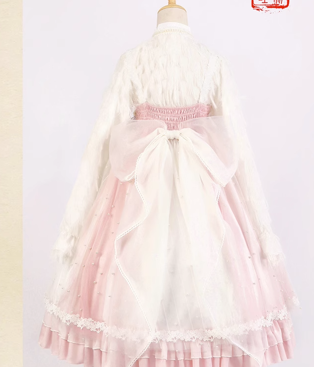PoliCharlie - Han Lolita Multicolor Headdress and Accessory white transparent bow tailing