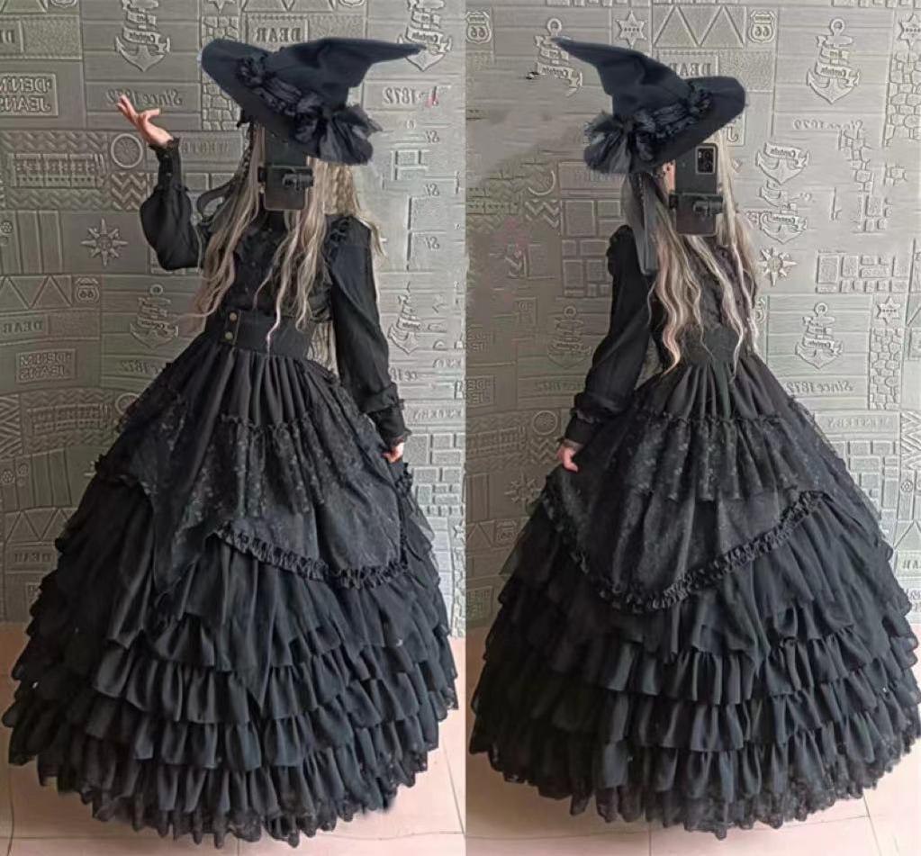 Teddy Bear - Wedding Lolita Petticoat Princess Underwear Extended Base Skirt S-M Black / Chiffon / 45.3" (115 cm)