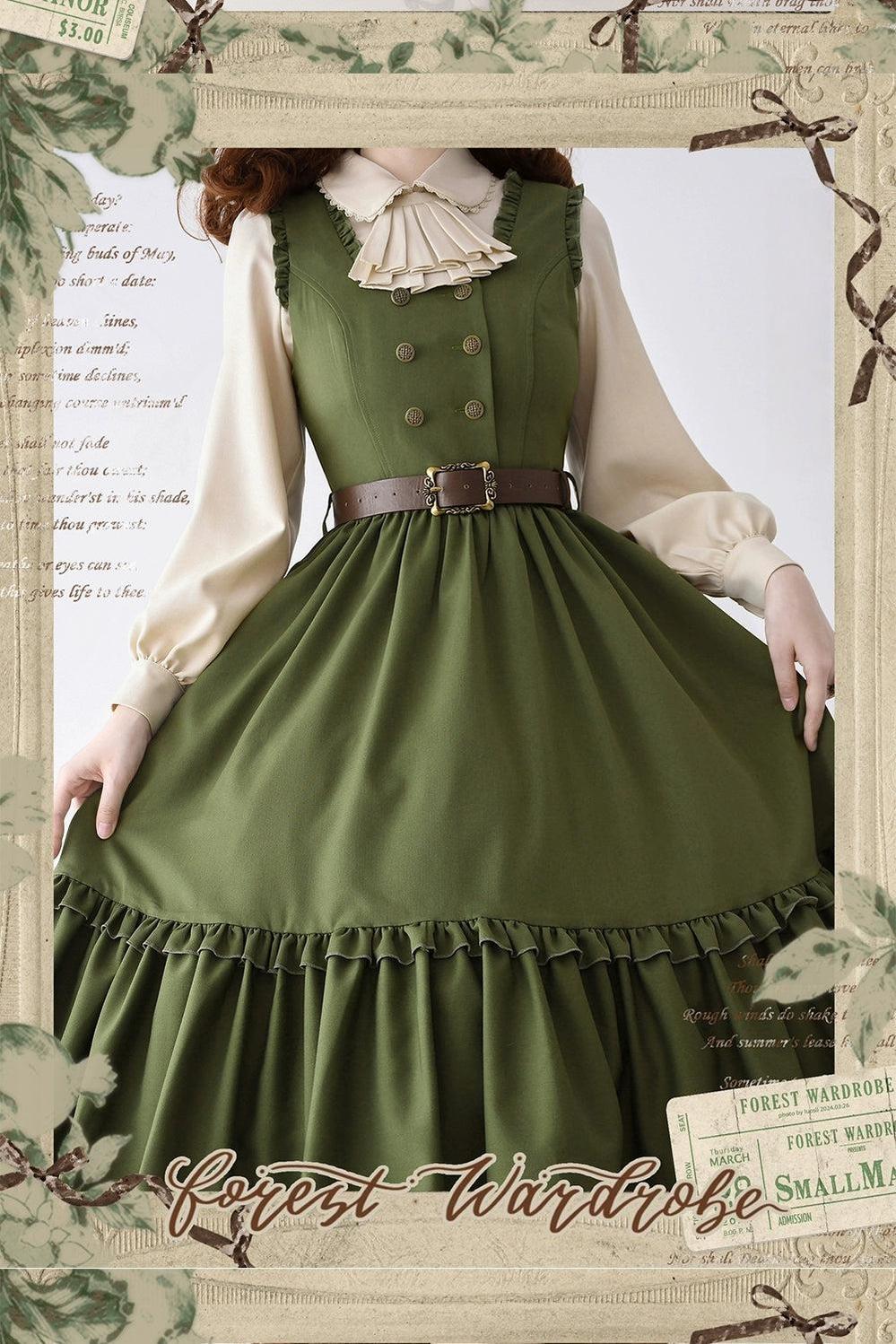 Forest Wardrobe - Little Manor - Classical Lolita JSK Dress & Long Sleeve Blouse 35970:781294