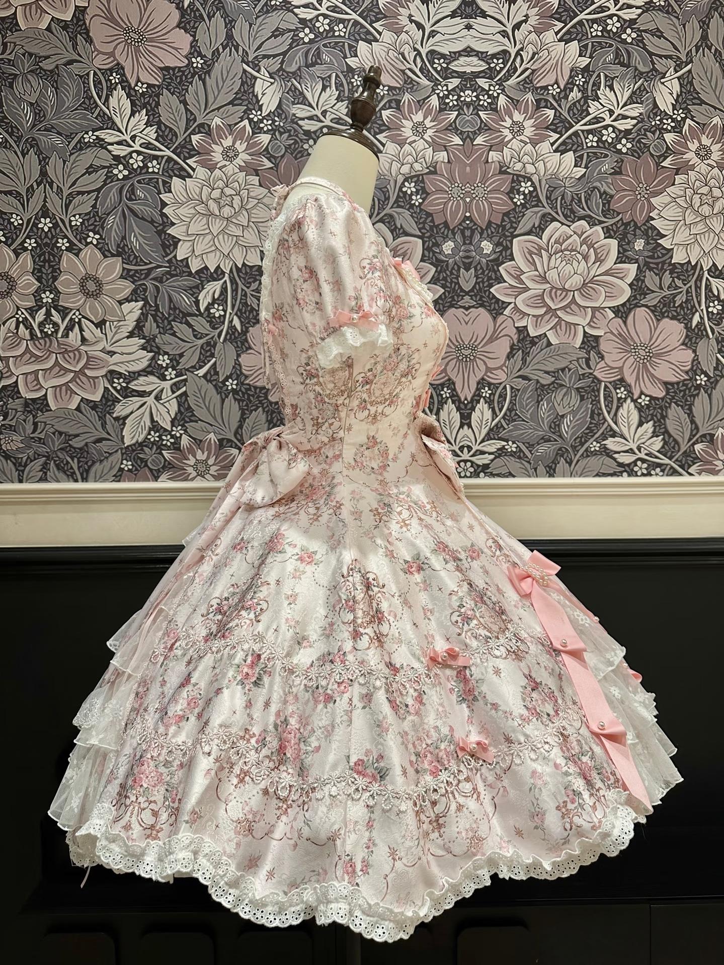 Mengfuzi - FLower in the Mirror - Old-School Lolita Bodice & SK Set, Short-Sleeved OP 44280:802305