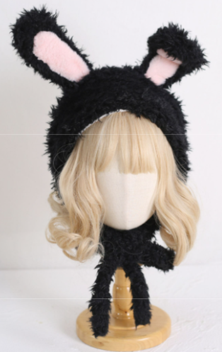 Xiaogui - Kawaii Loliat Cute Rabbit Hat M(56-58cm) black