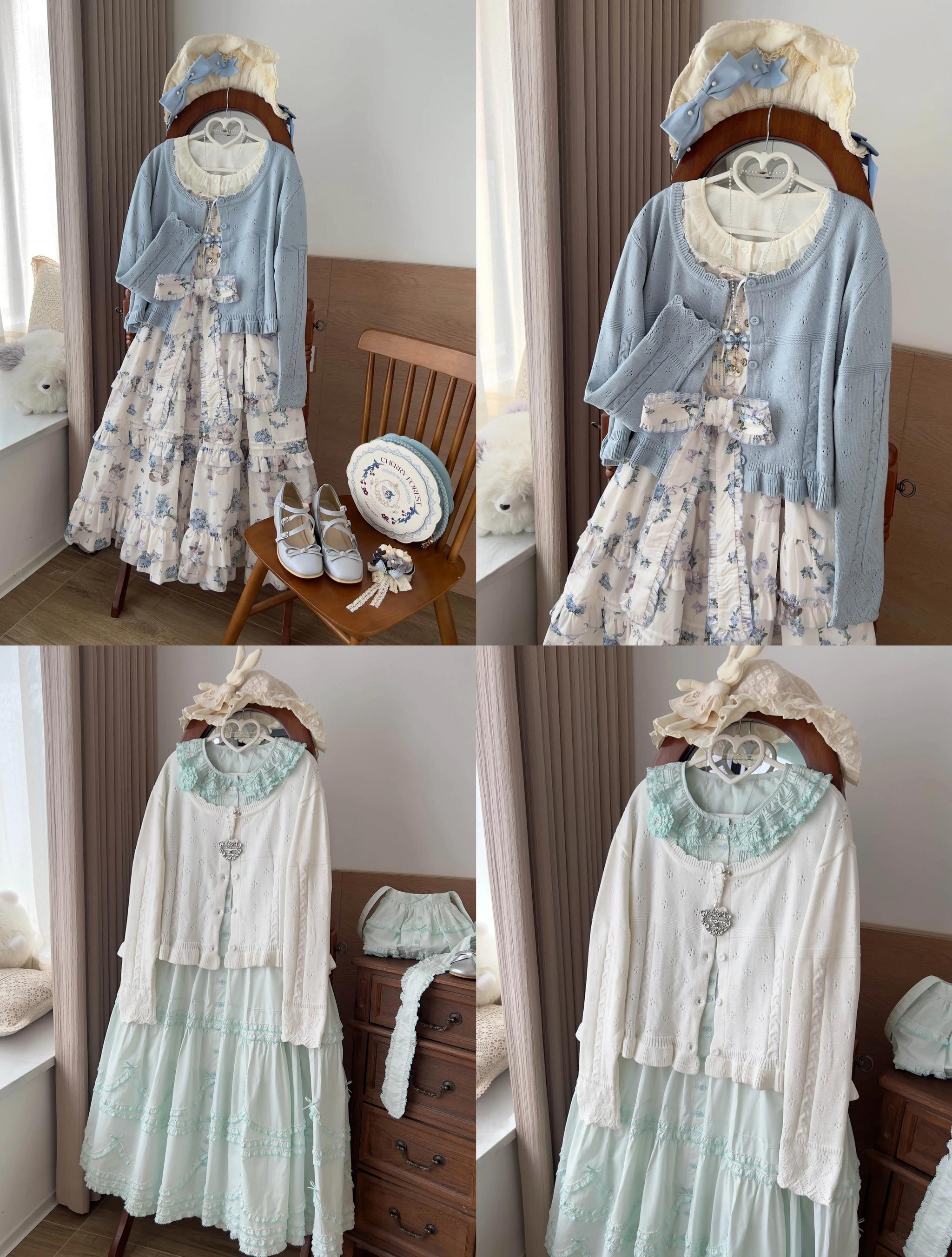 MIST - Kawaii Lolita Sweater Cardigan, Ruffled Lace Hem 43896:789195