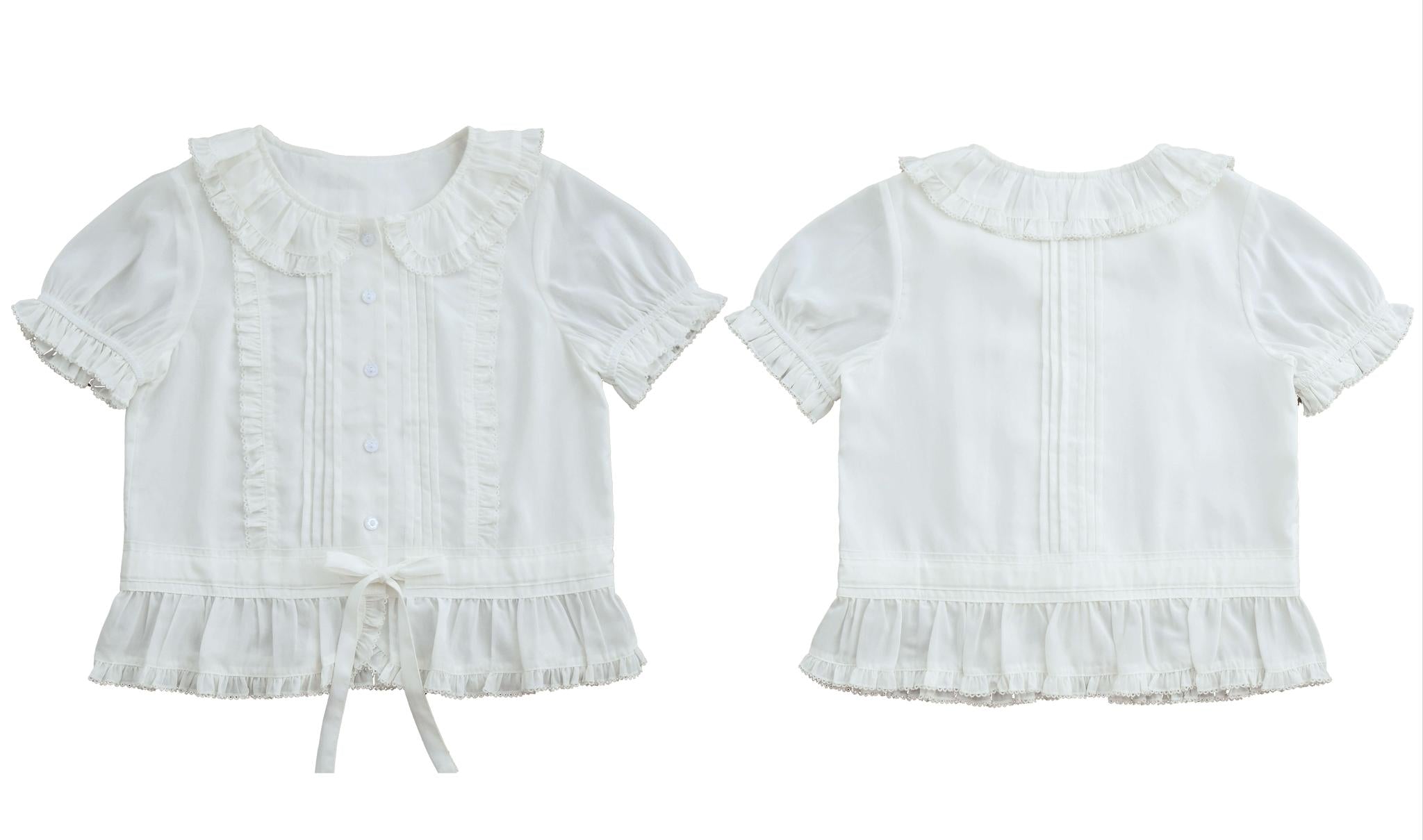 EverSpring - Short Sleeve Sweet Lolita Shirt, Peter Pan Collar 44735:820643