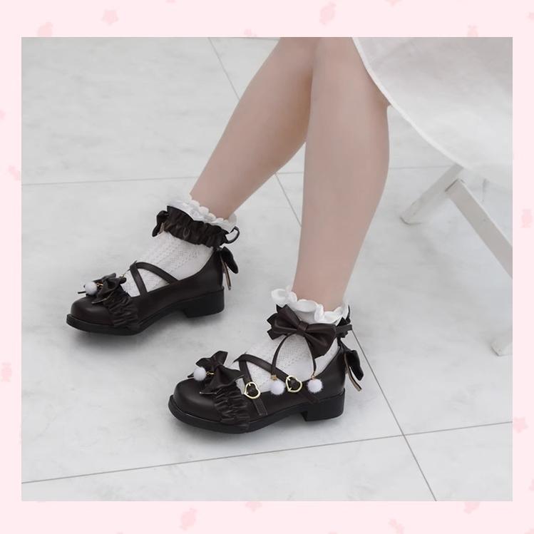 Fairy Godmothe~Preppy Style Flat Shoes Mid Heel Round Toe Lolita Shoes 32688:407330