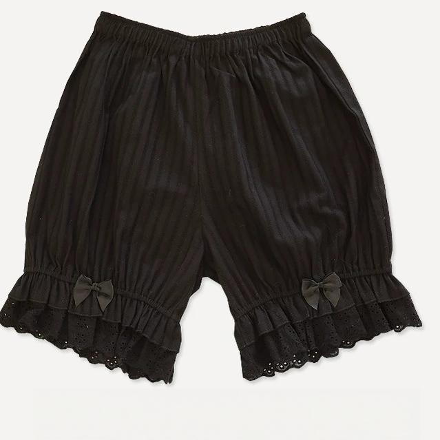 Elastic Waist Lolita Cotton Bloomers, Ruffled Leg Hem (L M) 45846:864744