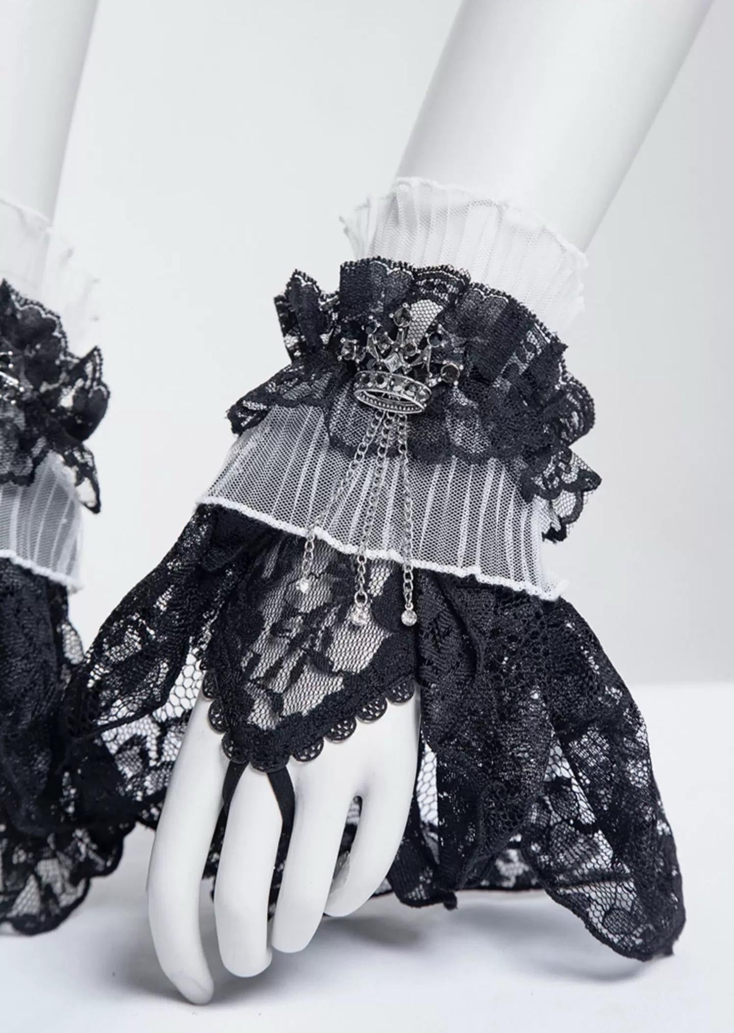 Gothic Lolita Lace Cuffs, Crown Decoration 44651:818094