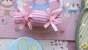 Bear Doll - Augustina - Sweet Lolita Candy Hair Clip and Brooch pink striped barrette