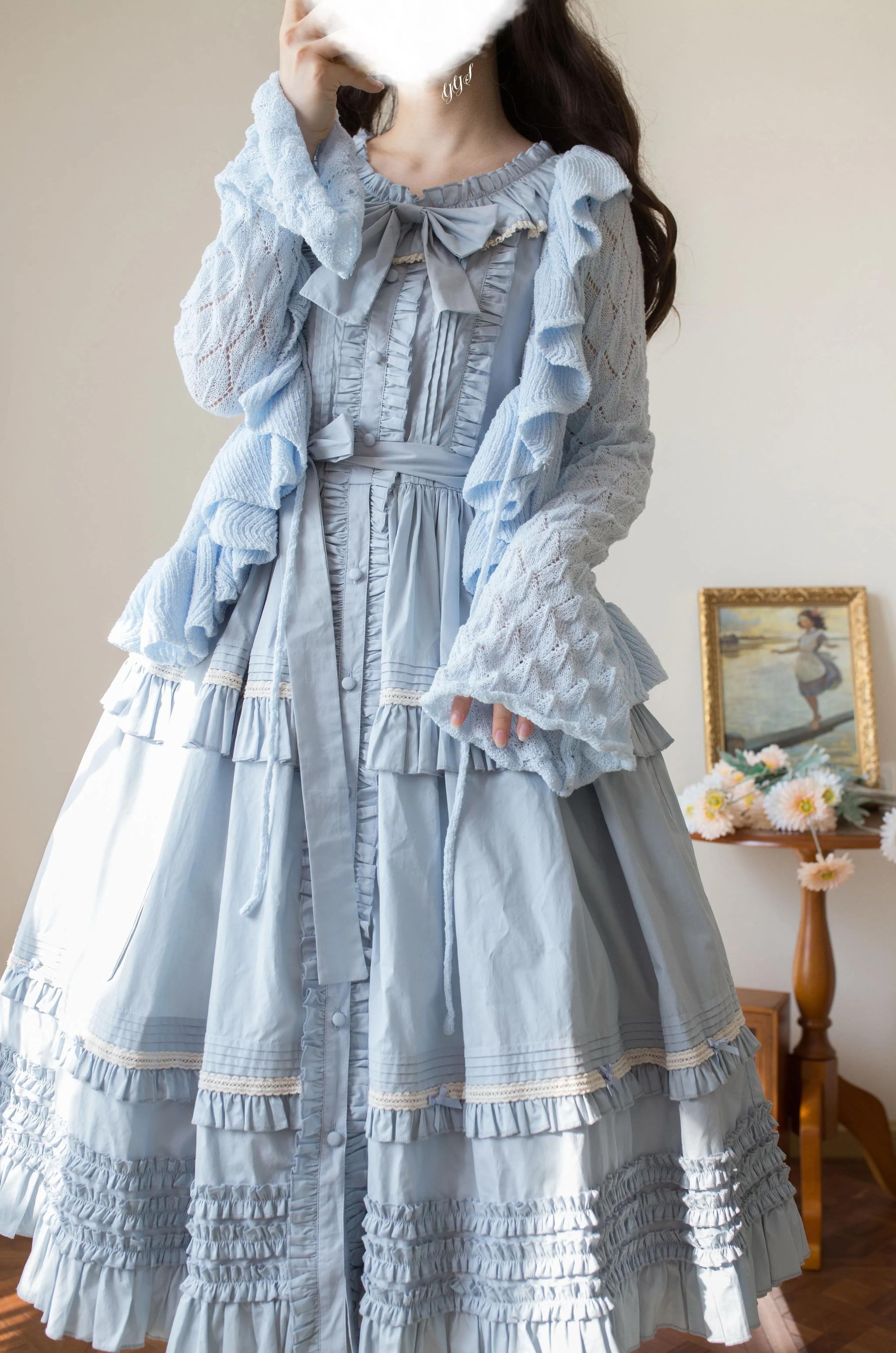 Sunset Bouquet - Elegant Lolita Cardigan, Flounce Hem