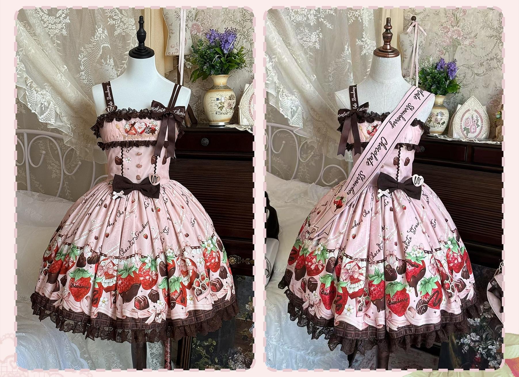 Strawberry Chocolate Lovers - Sweet Lolita Embroidered Printed Accessory