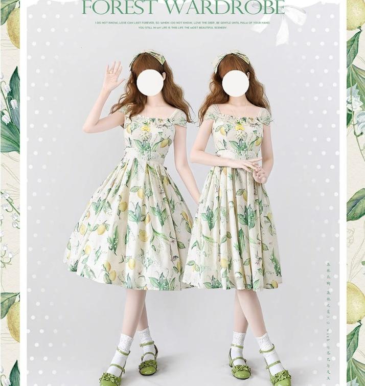 Forest Wardrobe~Forest Basket 3.0~Vintage Lolita JSK Dress Summer Thin Dress 15766:466180