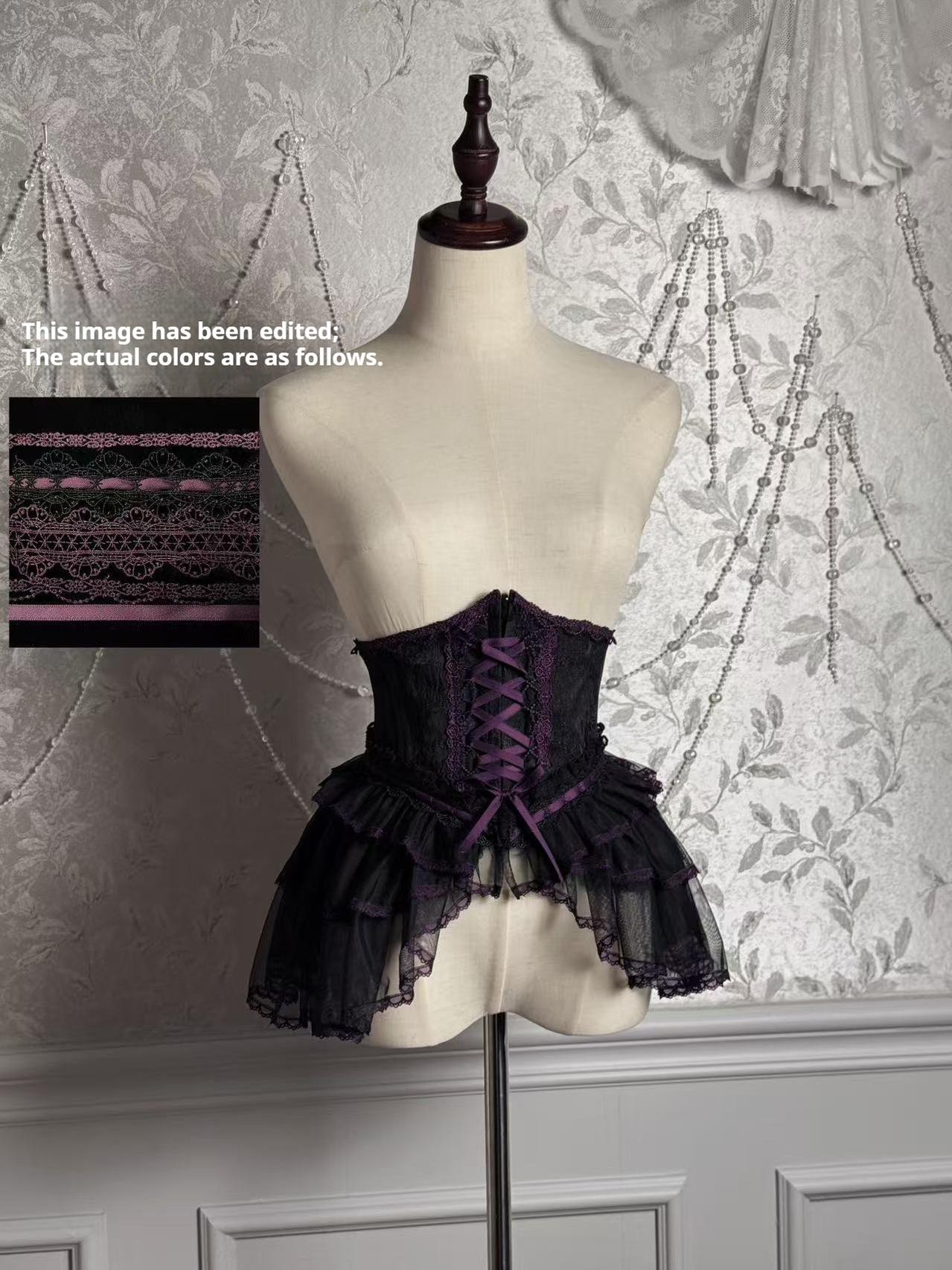 Alice Girl - Cross - Gothic Princess Lolita Corset with Multiple Layers Hem (L M S XL XS) 42125:728887