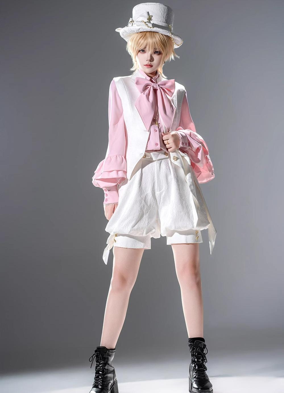 Doll - Ouji Lolita Pink Blouse & White Shorts