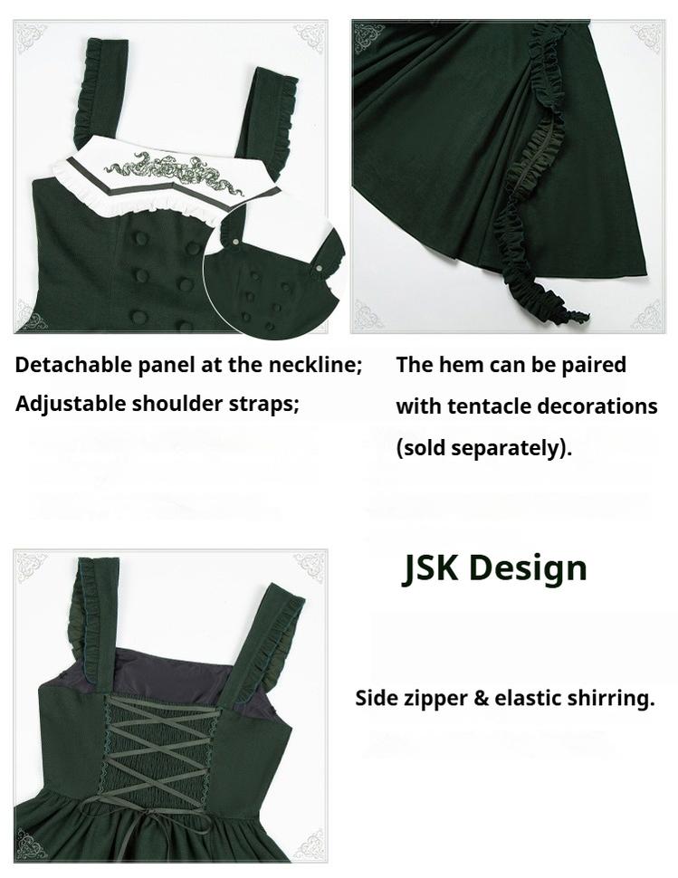 With PUJI - Letter and Poetry · Abyss Clinic - Gothic Lolita Green Dress Set 43929:789736