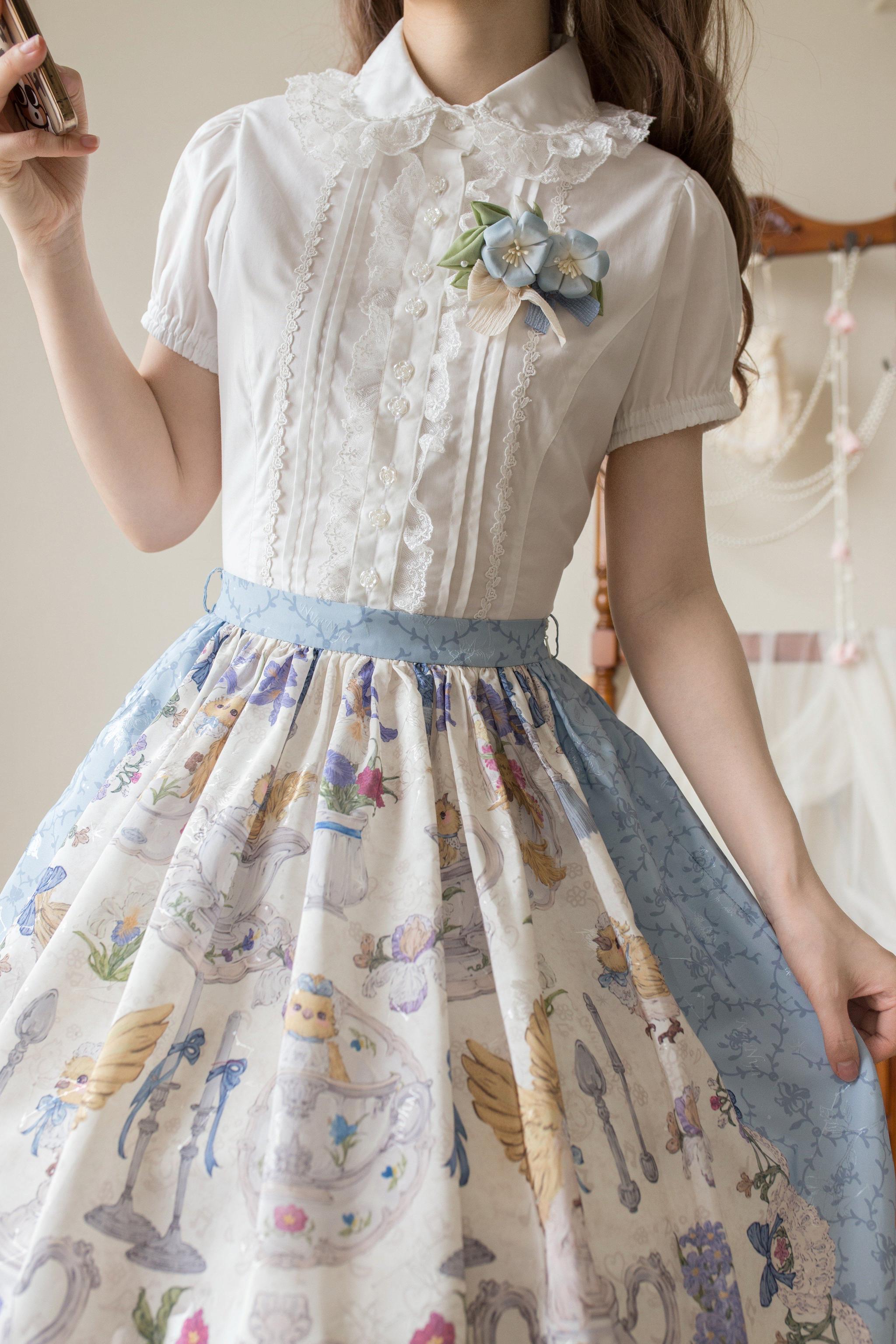 Sugar Heart Rose - Old School Lolita Cotton Blouse with Ruffles