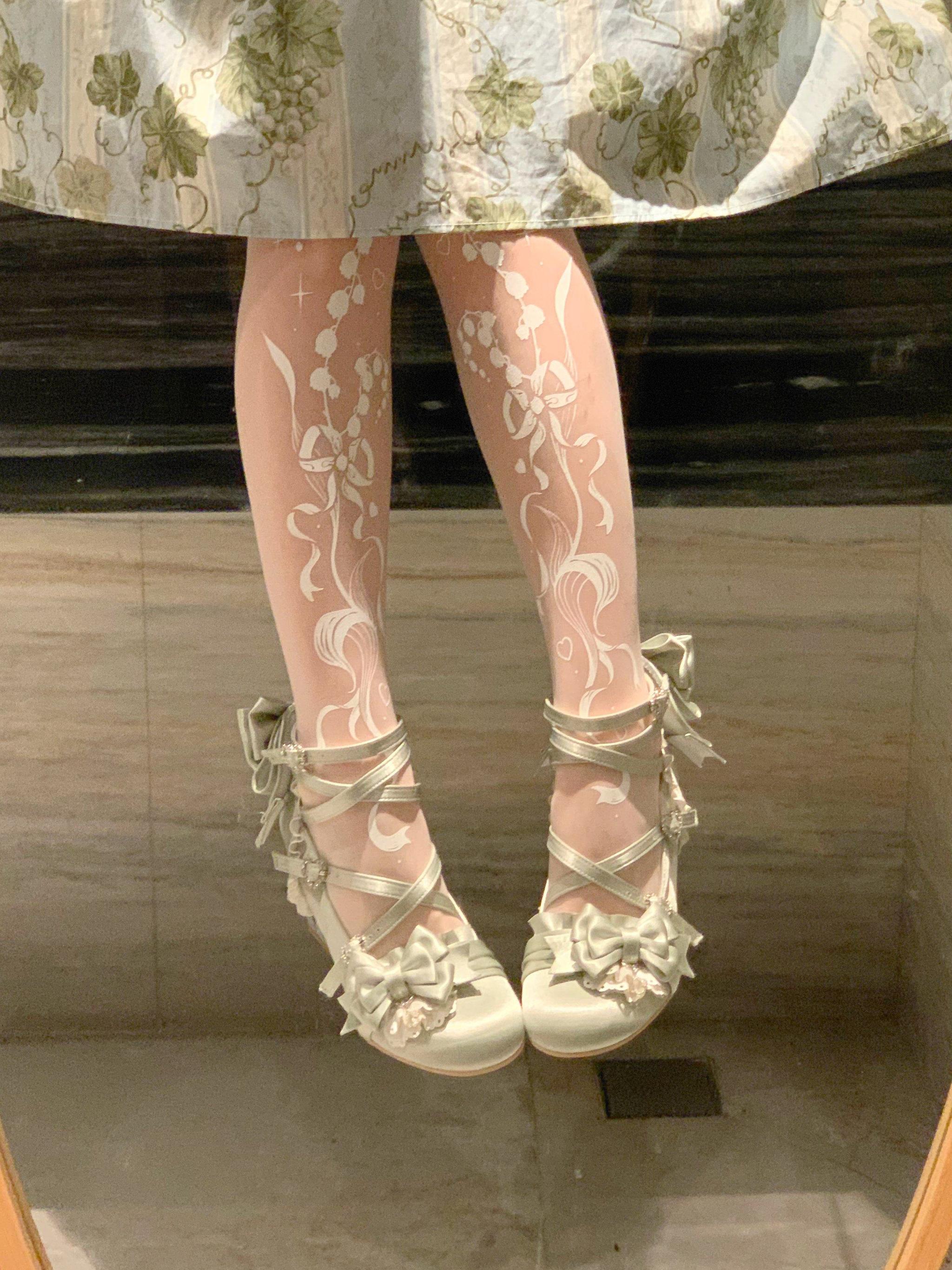 Thousand Knots - Classic Lolita Satin Heels Shoes, Bow-shaped Heel