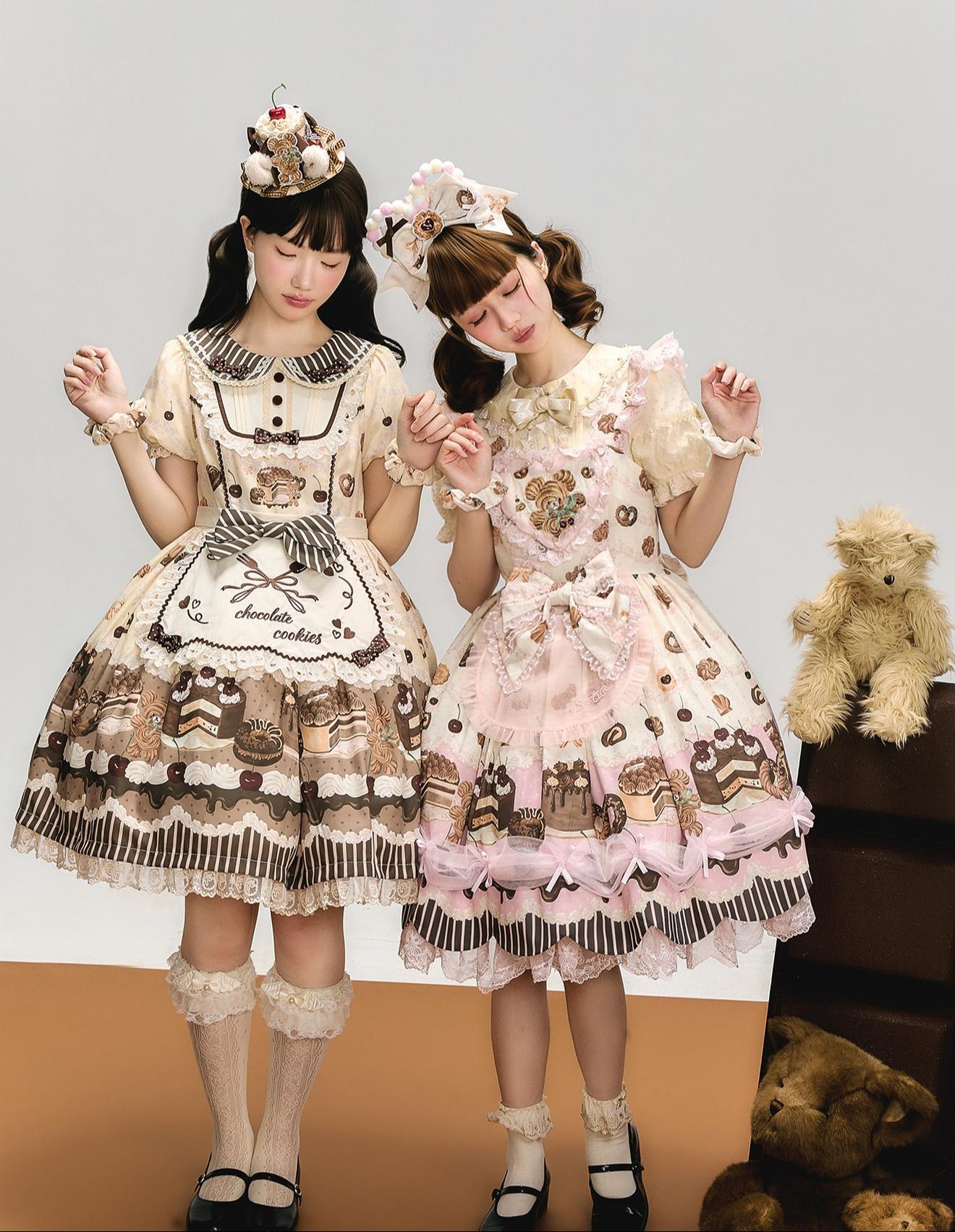 Cocoa Baker - Old School Lolita Dessert Printed OP & JSK Dress with Embroidery 45486:851029