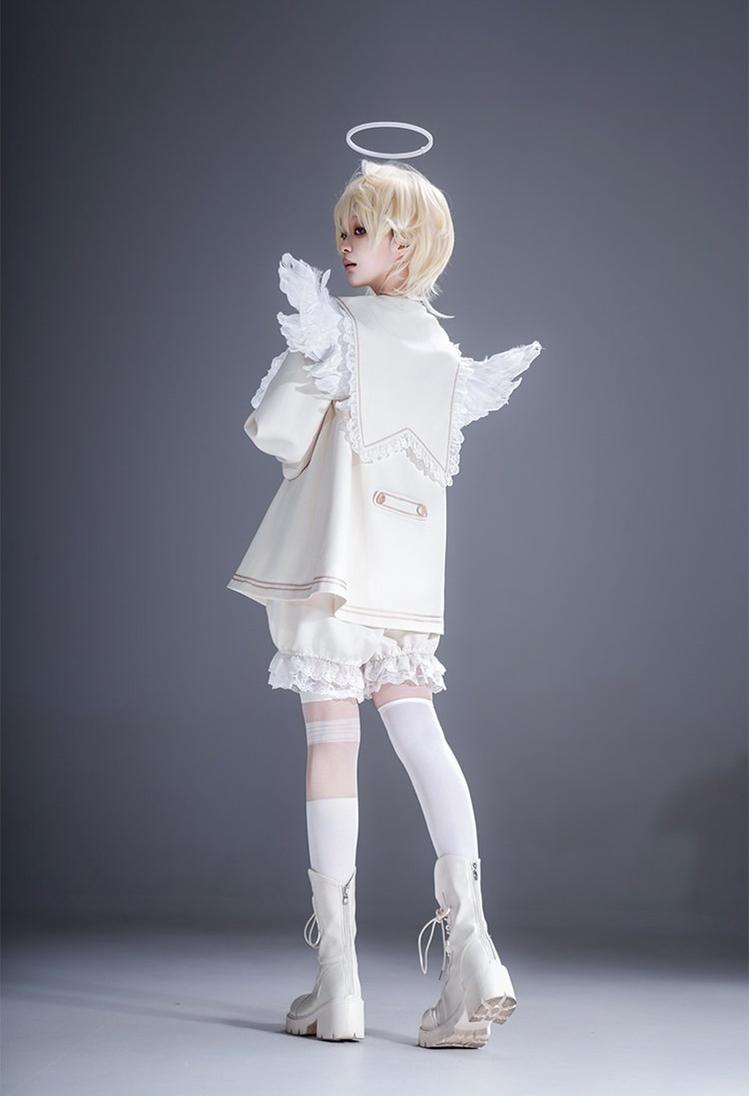 Angel & Devil - Button Closure Ouji Lolita Cape Set, Cross Embroidery