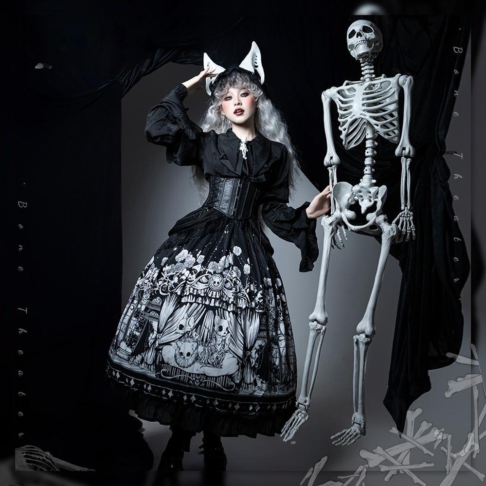 Caged Bird Hotel - Bone Theater - Halloween Gothic Lolita Fashion Shirt Skirt