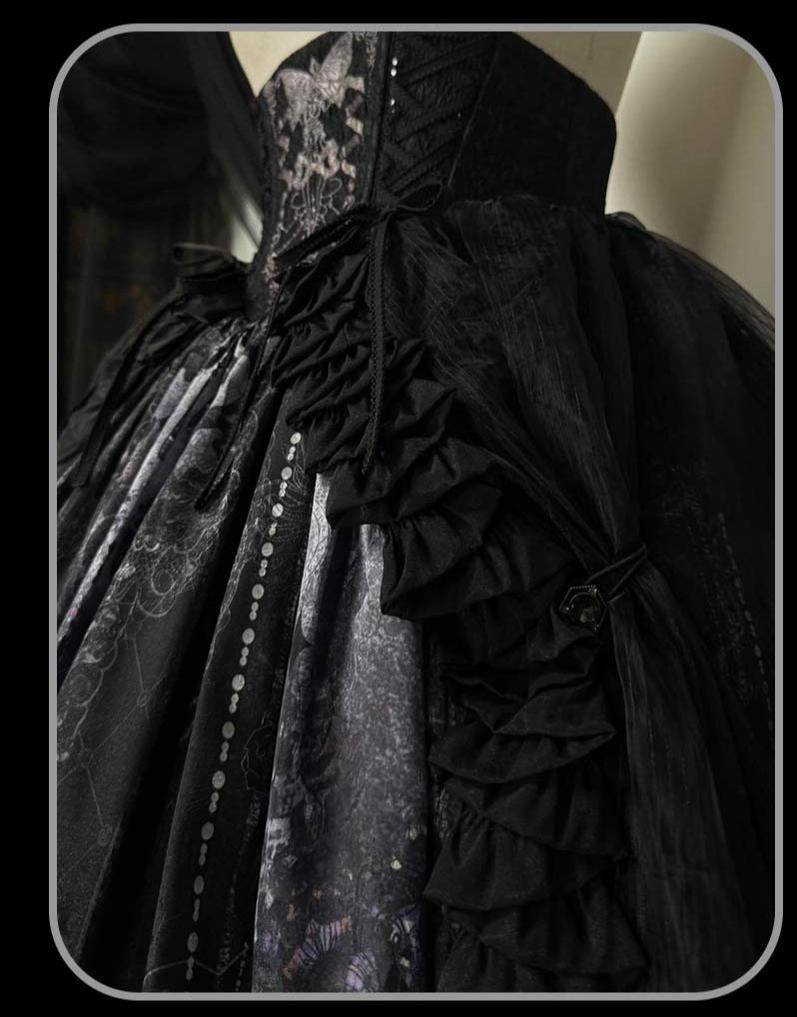 Susin Lolita - Bone-Eroded Butterfly - Gothic Lolita JSK & SK Set 44051:793351