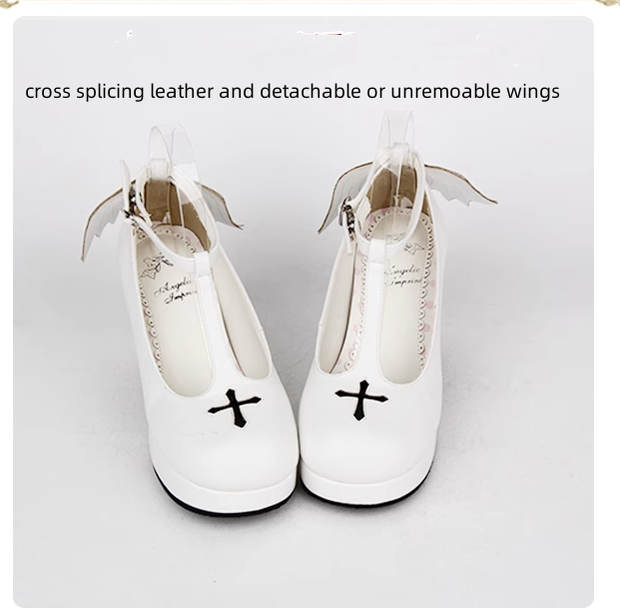 Angelic Imprint - Gothic Lolita Wings and Cross Shoes for Chistmas 36 white