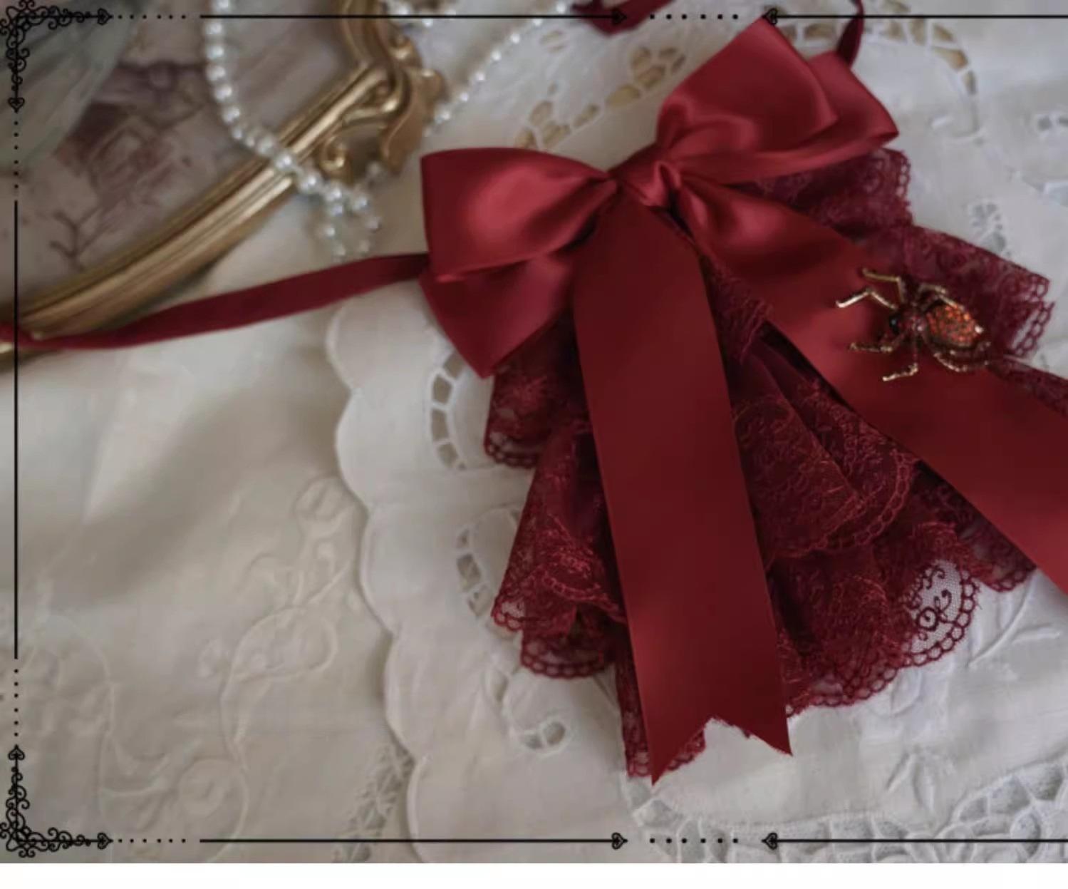 Moon River - Moonlit Spider - Gothic Lolita SK & JSK Dress Outfit Set (Red / L M S) 44232:799416