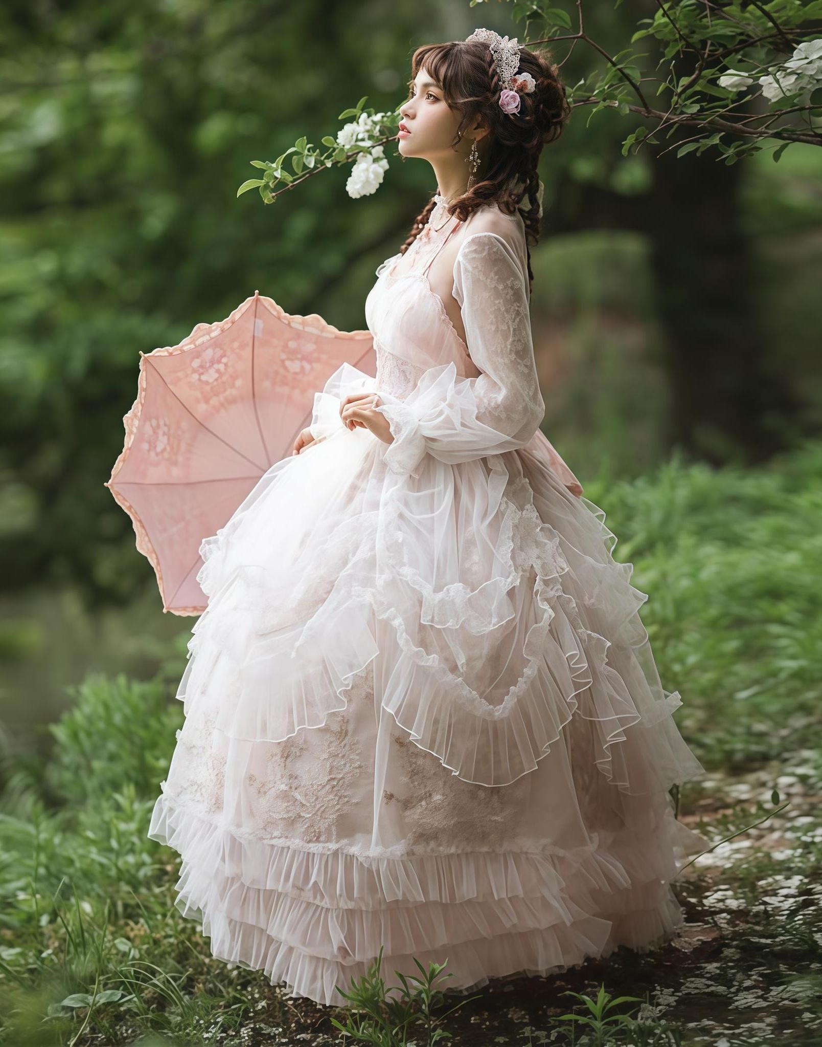 Daydream Whisper - Endless Summer - Bridal Wedding Lolita JSK Open-Back Dress 43043:776261