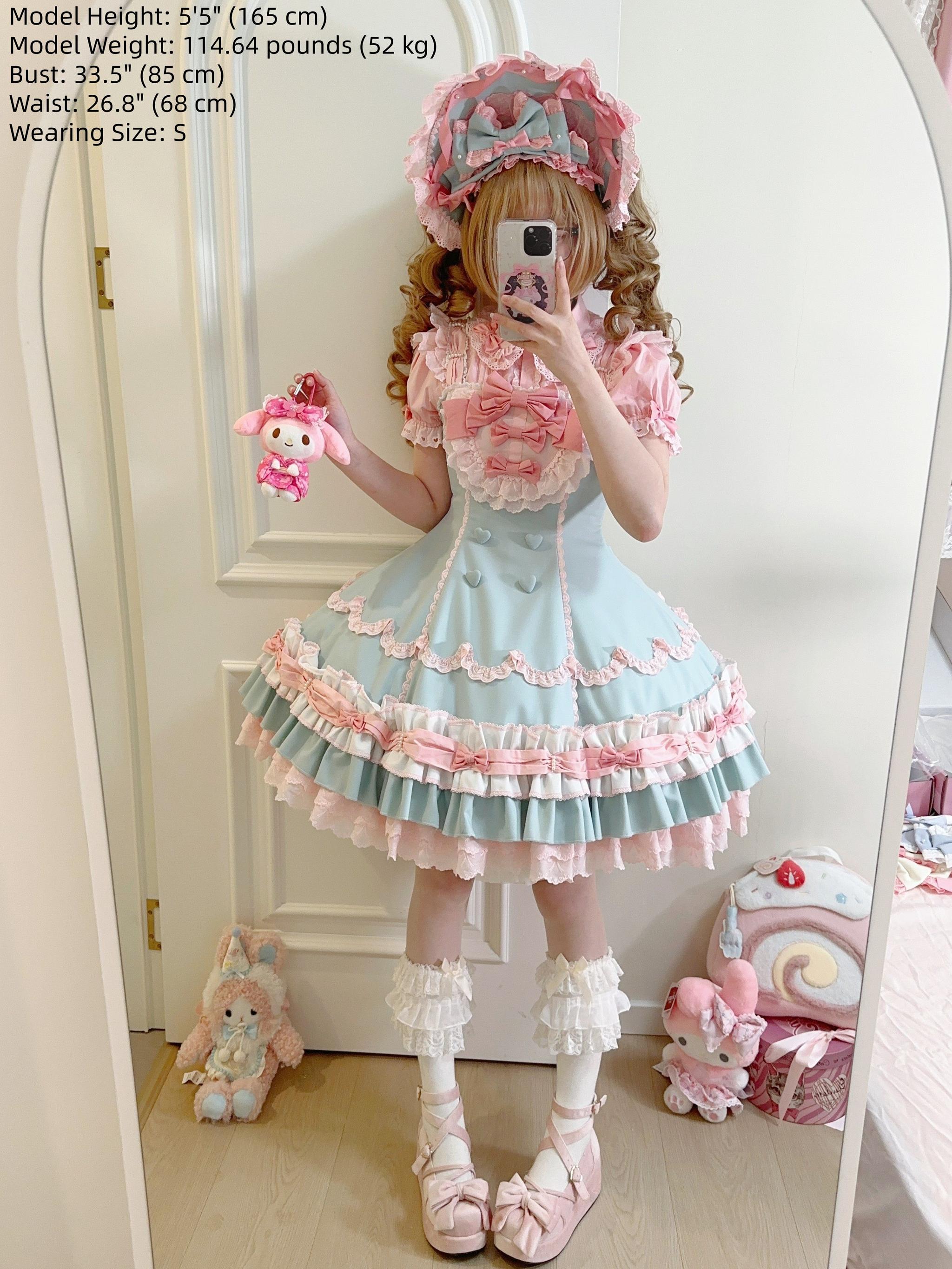 Cream Fondant - Old School Lolita JSK & OP Dress, Pearl Accent
