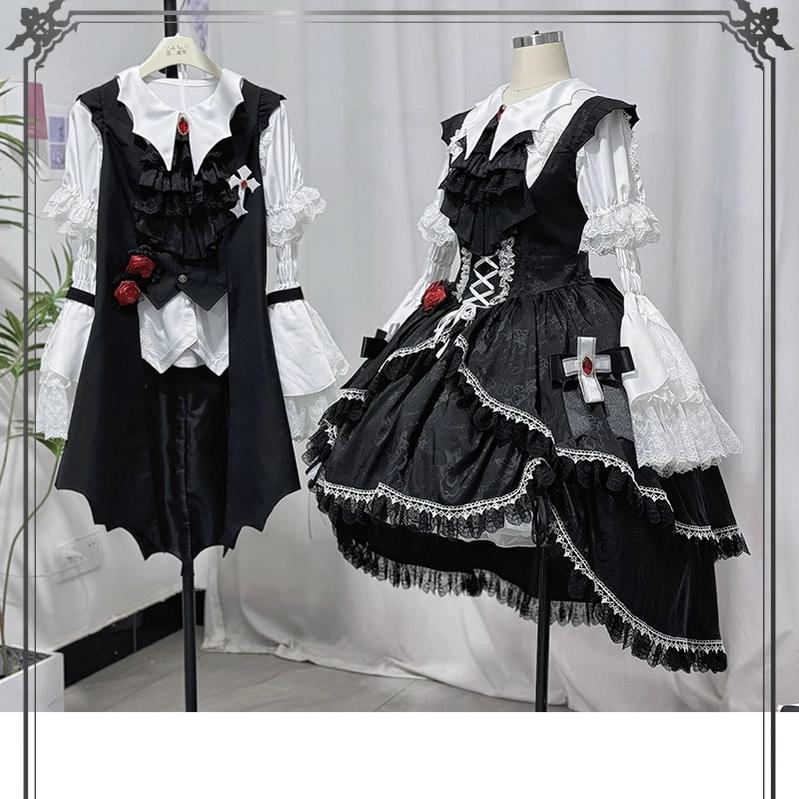 CastleToo~Night Rose~Elegant Ouji Lolita Suits With Lolita JSK And Shorts 39558:626624