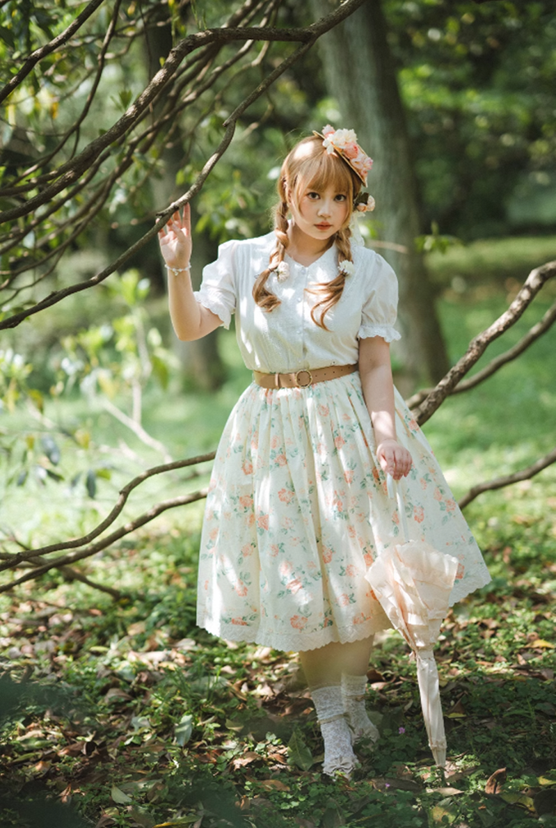 Miss Point - Customized Vintage Sweet Elegant Rose Skirt