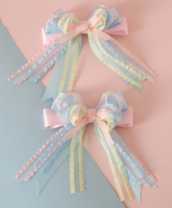 Xiaogui - Sweet Ice Cream - Sweet Lolita Bow Hair Accessories a pair of large bow fish mouth clips