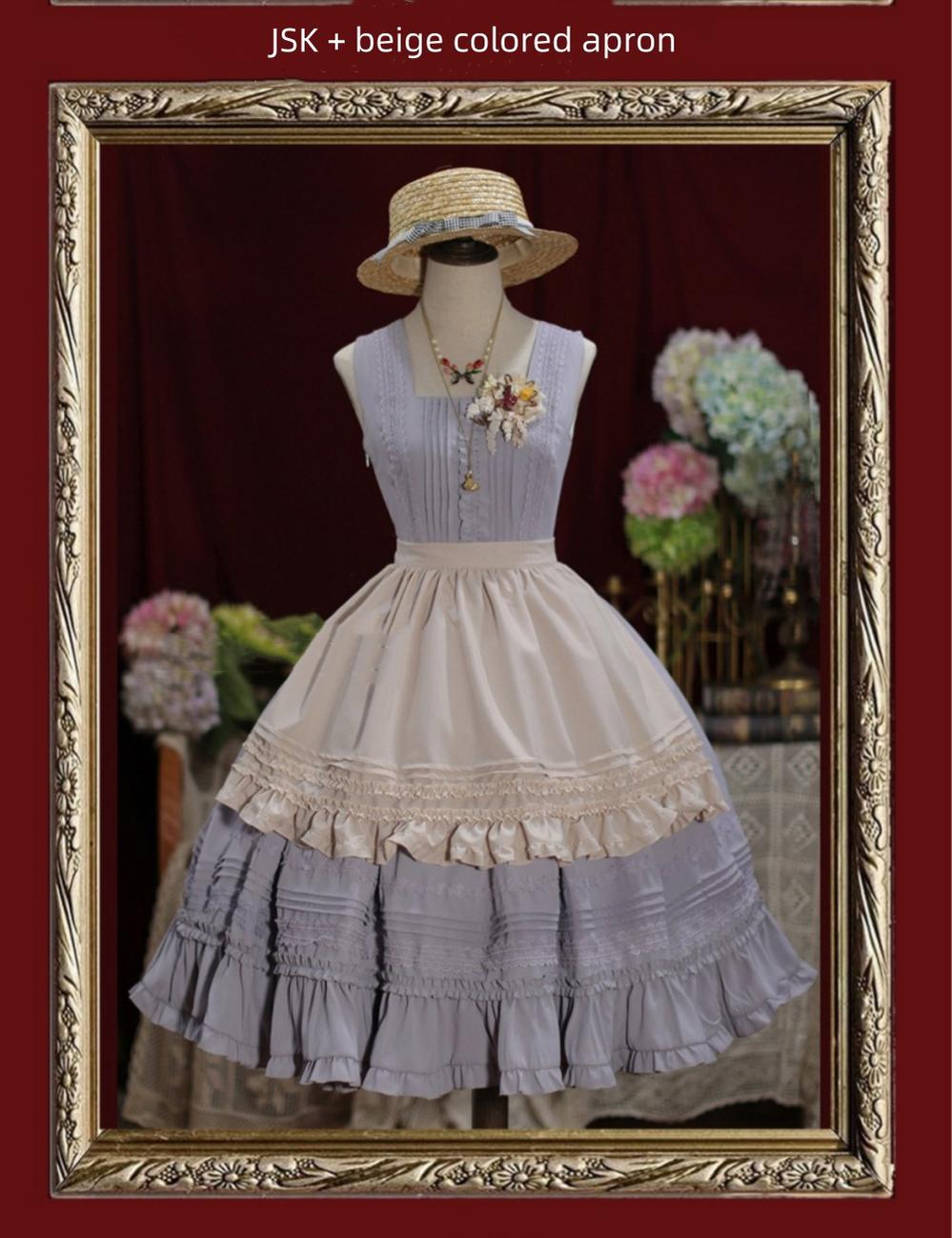 Tiny Garden - Nocturne Reminiscence - Elegant Lolita JSK Dress Multi-Wear Apron Dress Set 19290:596346
