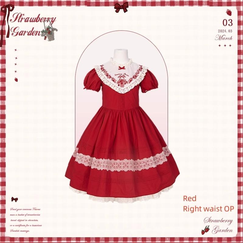 Flower and Pearl Box - Strawberry Basket - Country Lolita Dress Plaid Summer Spring Dress (L M S XL) 35676:498024